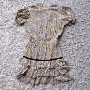 Yellow flower peplum dress